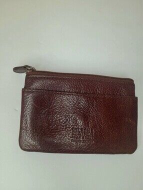 Wilsons Pelle Studio Brown Italian Leather Wallet Zipper Closure 3in X 4.12 Inch